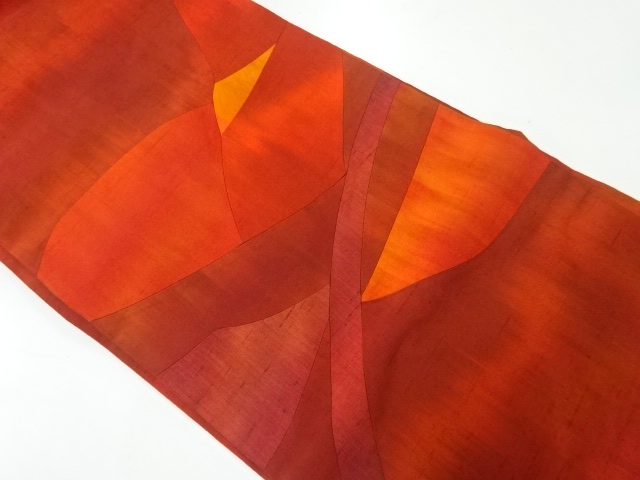 JAPANESE NAGOYA OBI / TSUMUGI / WOVEN ABSTRACT FLOWER